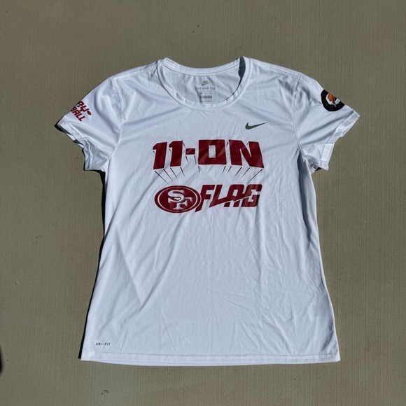 San Francisco 49ers Nike Dri Fit Tee “11 On Flag” White & Red NFL Official Sz XL - Picture 1 of 8